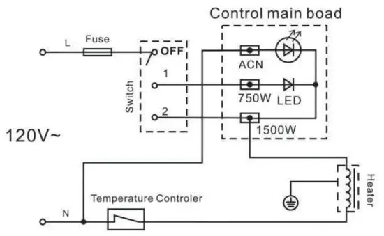 COSTWAY ES10039US 1500 Watt Garment Cloth Steamer - CIRCUIT DIAGRAM