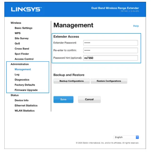 Range Extender Settings