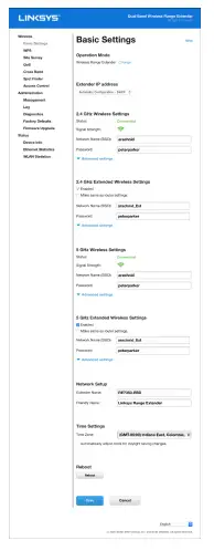 Range Extender Settings
