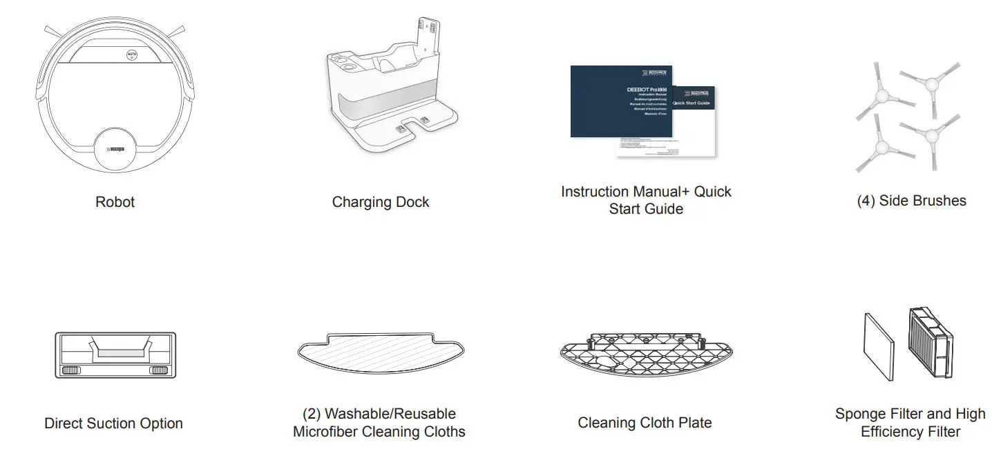 ECOVACS Deebot Pro 930 Instruction Manual - Package Contents