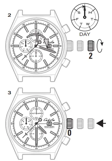 Cadola CD 1013 Hairpin Multifunction Watch - HOW TO SET THE DAY 2