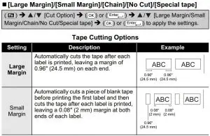FIG 85 Setting Tape Cutting Options