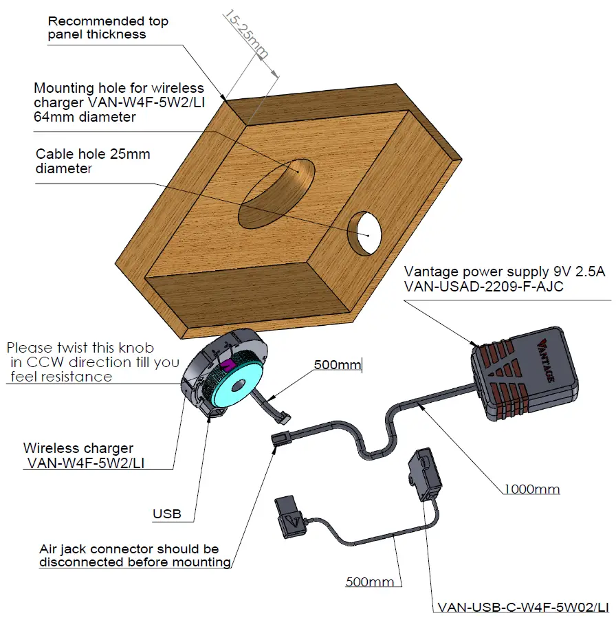 Vantage City Group VAN-W4F-5W2 Vantage Wireless Charger fig 1