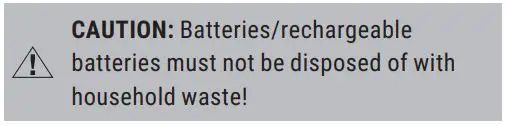 Batteries,rechargeable CAUTION icon