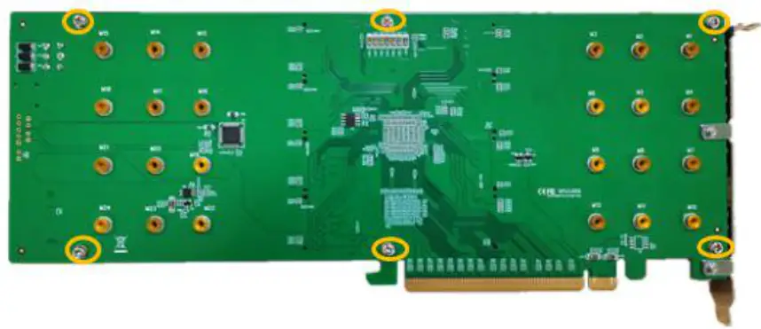 HighPoint Technologies SSD7140A 8x M.2 Port to PCIe 3.0x16 NVMe RAID Controller - screws