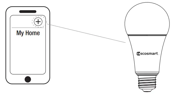 Ecosmart 11A21100WRGBWH1 Wireless Controlled A21 Smart Bulb - button