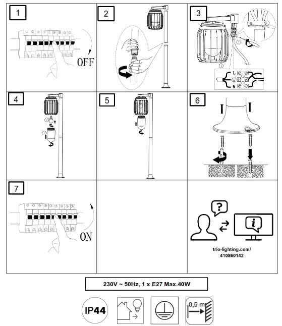 TRIO LIGHTING 410860142 Tuela Anthracite Garden Post Trio