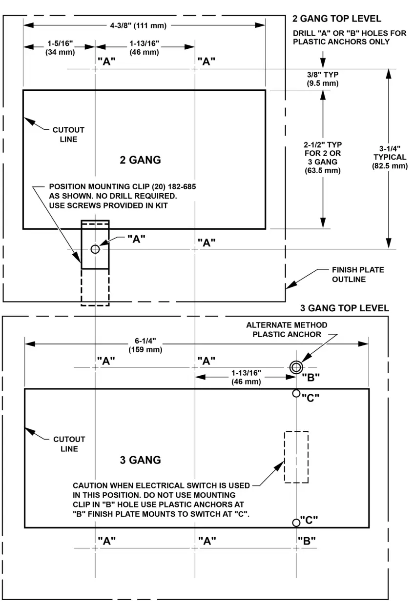 SIEMENS 192-731 Powers Controls Electrical Finish Plate Installation Template fig