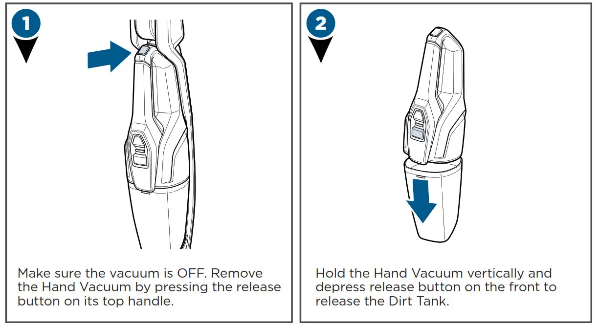 Cordless Vacuum 2286 - Emptying the Dirt Tank