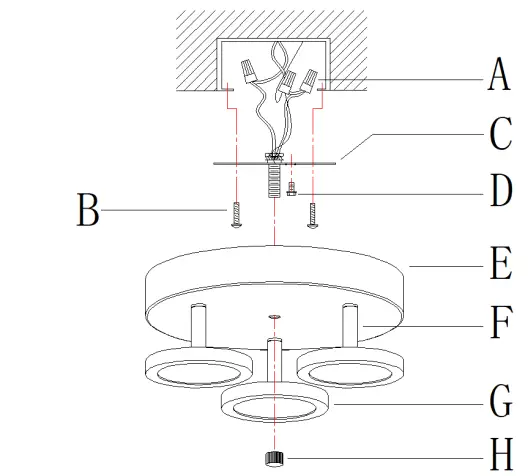 ZEVNI-A04656-Duran-3-Light 9-Inch-Matte-Black-and-Gold-LED-Flush-Mount-Light-FIG-3