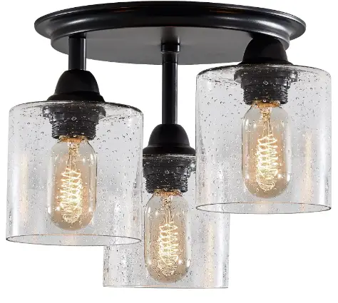 ZEVNI-A04656-Duran-3-Light 9-Inch-Matte-Black-and-Gold-LED-Flush-Mount-Light-PRODUCT