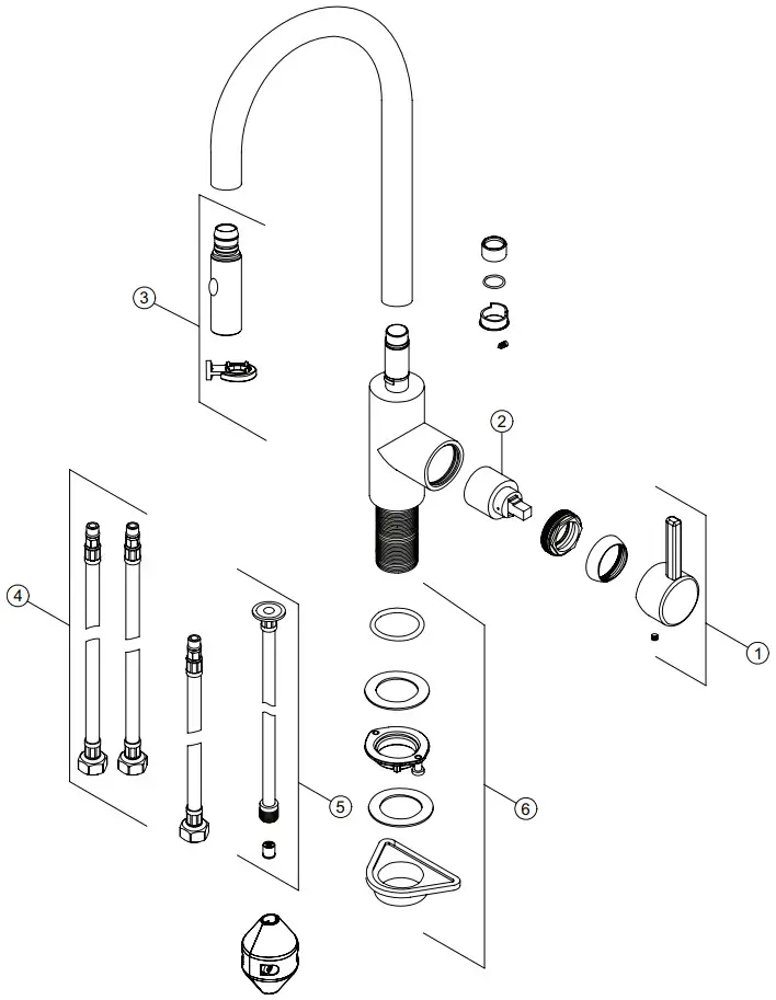 FRANKE EOS PD 316 Eos Neo Pull Out Spray Tap Stainless Steel - replacement list