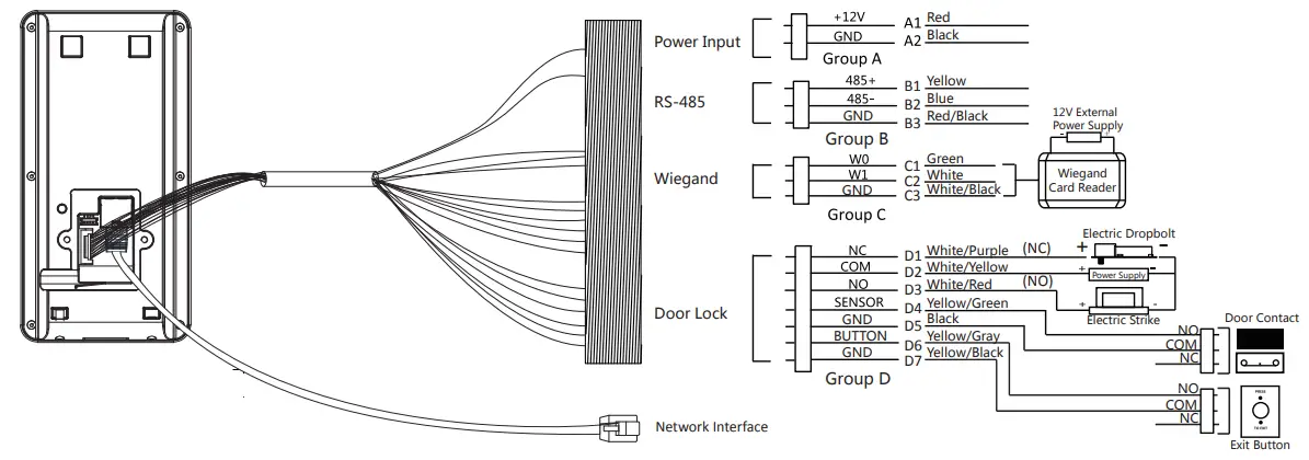 HIKVISION UD19107B Face Recognition Terminal-Device Wiring (Normal)