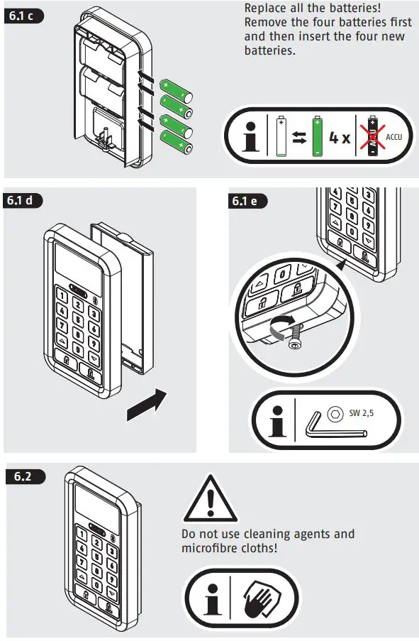 ABUS HomeTec Pro CFT3100 Instructions - Battery replacement