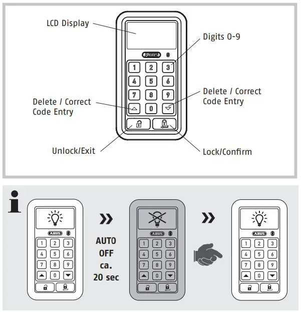 ABUS HomeTec Pro CFT3100 Instructions - Keyboard operating keys