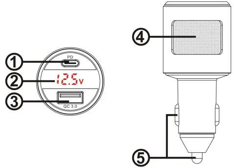 XihaBabe QC3.0 65W Fast Car Charger- Schematic Appearance