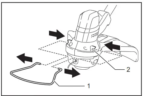 Makita Cordless Grass Trimmer DUR189- guard outward