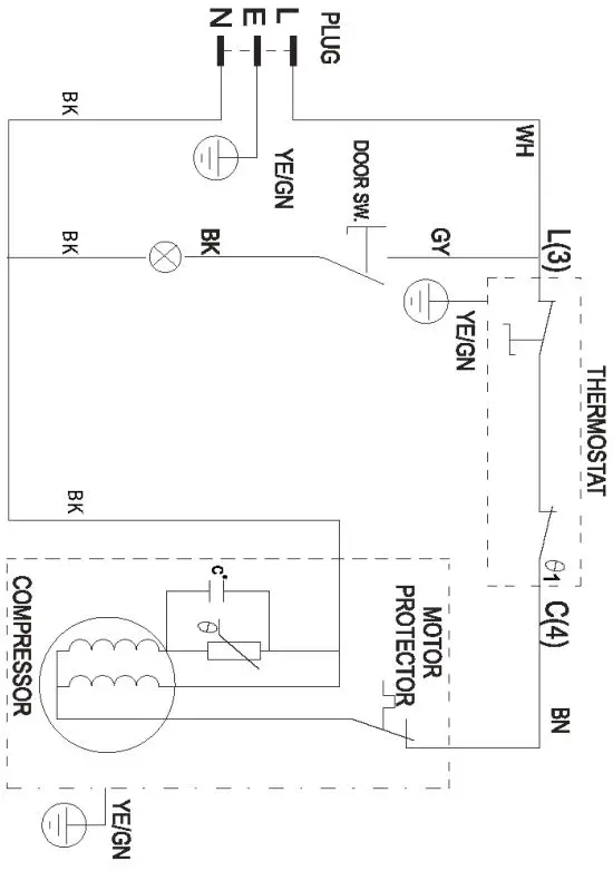 UNIQUE Bottom Mount Refrigerator - ELECTRICAL DIAGRAM