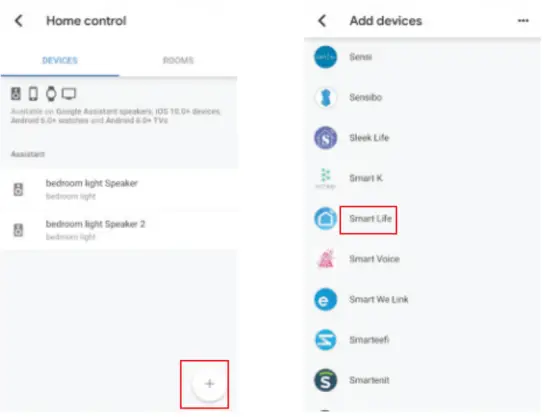 Link Smart Life acount in Home Control