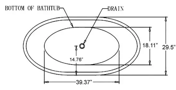 Empave Free-Standing LED Lights Bathtub Product Drawing 1