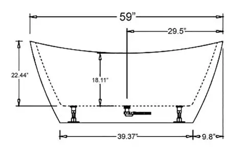 Empave Free-Standing LED Lights Bathtub Product Drawing