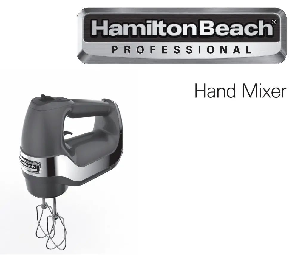 Hamilton Beach Hand Mixer User Manual