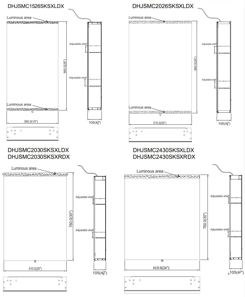 overstock LED Lighted Medicine Cabinet - diagram
