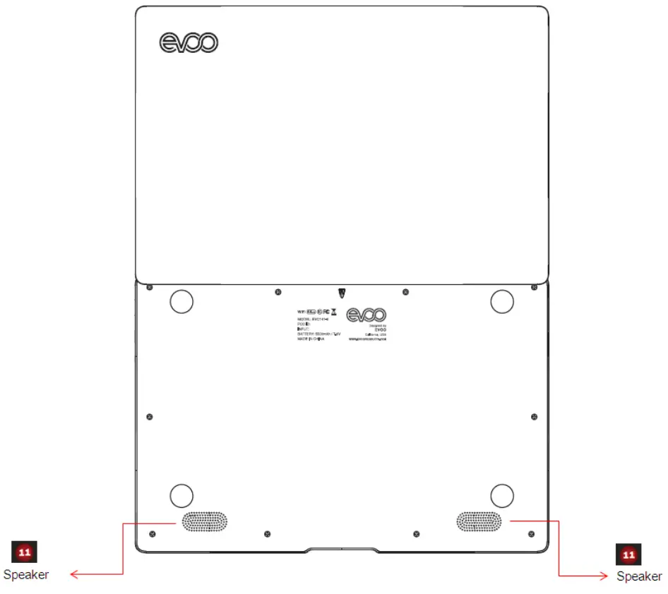Evoo N140I2A7 Notebook - Bottom