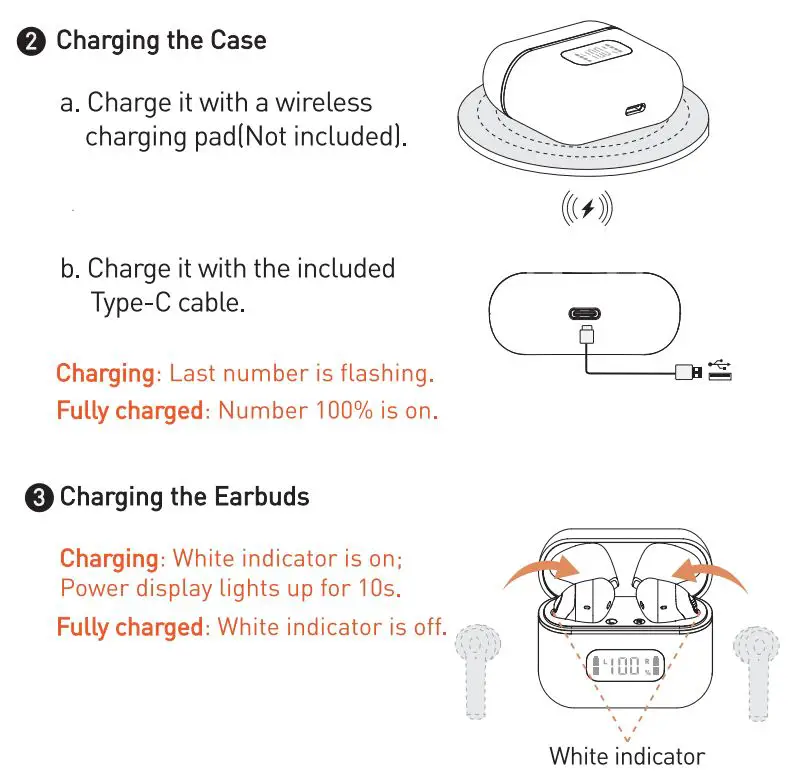 Tranya F1 True Wireless Earbuds User Manual - Charging