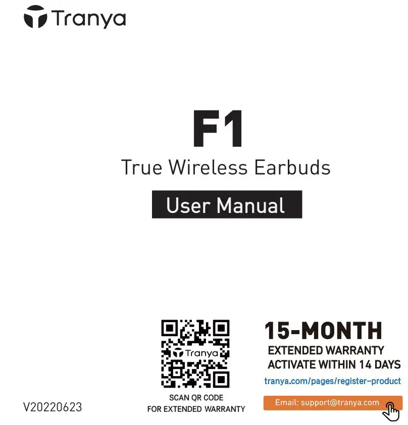 Tranya F1 True Wireless Earbuds User Manual