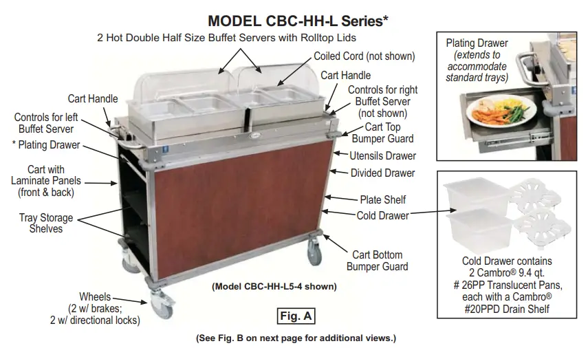Cadco CBC-HH-L5-4 MobileServ Junior Hot Buffet Carts - fig 15