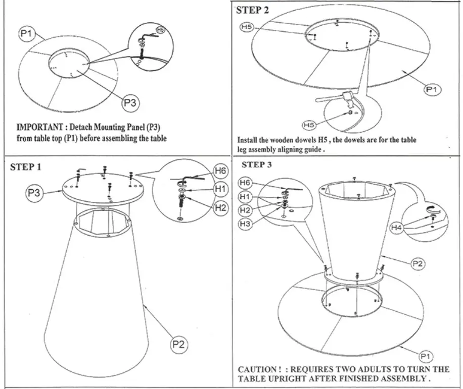 Best Master Furniture TERRA5 Terra Modern Black Round Wood Dining Set - fig 1