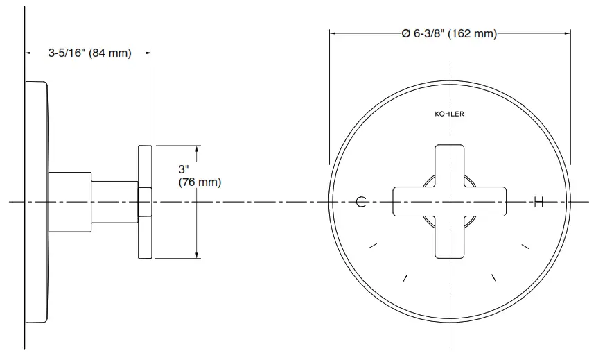 KOHLER K T73133 3 Composed MasterShower Thermostatic Valve Trim- fig