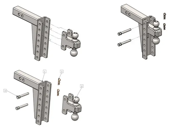 TITAN DROPHTCH620 Attachments 2 Inch Dual Ball Mount Adjustable Trailer Hitch - 1