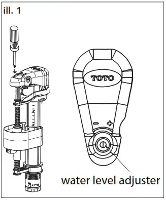 TOTO CST646F Dual Flush Toilet - ADJUSTING THE WATER LEVEL