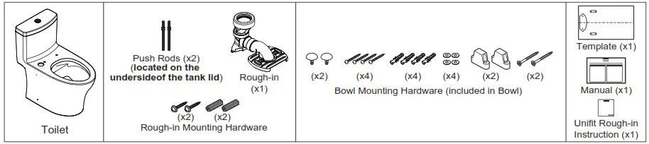 TOTO CST646F Dual Flush Toilet - INCLUDED PARTS