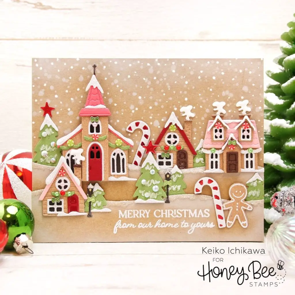 Honey Bee STAMPS B09K6W4PPC Gingerbread Village Christmas Card