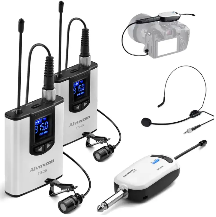 Alvoxcon-TG-2S-Wireless-Headset-Lavalier-Microphone-System-Product
