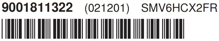 BOSCH SMV6HCX2FR Dishwasher bar code