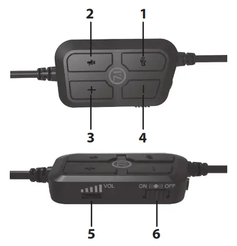 anko 42963271 Gaming Headset Virtual 7.1 Surround Sound and Vibration - Functions of Inline Controller