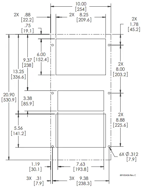 MOUNTING CUTOUT DIMENSIONS
