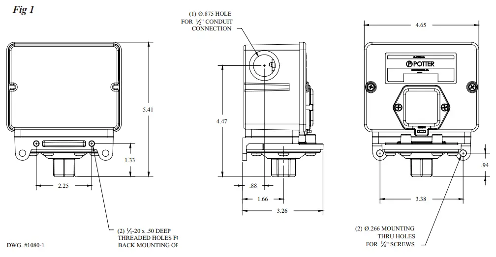 POTTER ADPS Adjustable Deadband Pressure Switch - Fig 1