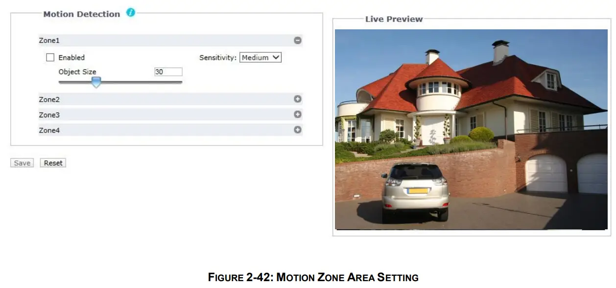 PELCO SARIX PRO 3 Series Indoor Camera - AREA SETTING