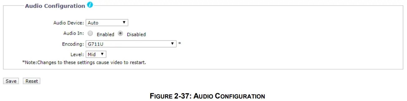 PELCO SARIX PRO 3 Series Indoor Camera - AUDIO