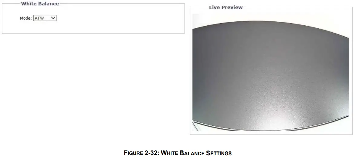 PELCO SARIX PRO 3 Series Indoor Camera - BALANCE SETTINGS