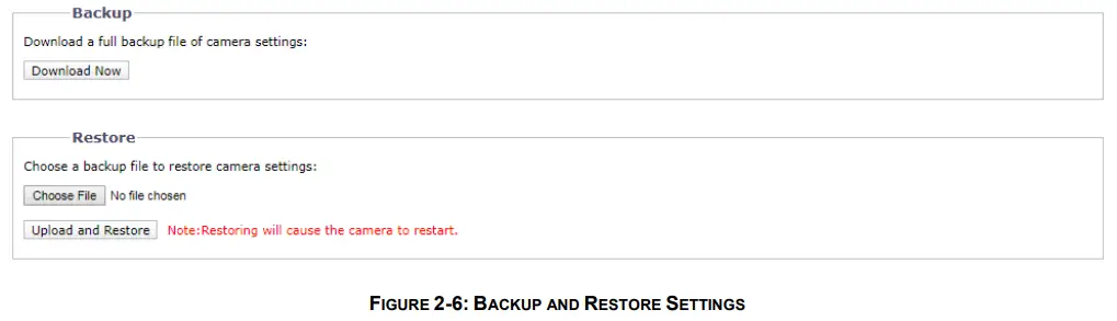 PELCO SARIX PRO 3 Series Indoor Camera - Backup & Restore