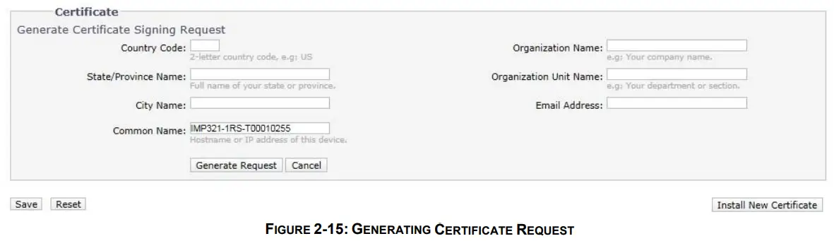 PELCO SARIX PRO 3 Series Indoor Camera - CERTIFICATE REQUEST