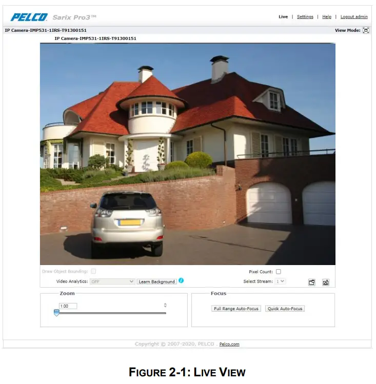 PELCO SARIX PRO 3 Series Indoor Camera - LIVE VIEW