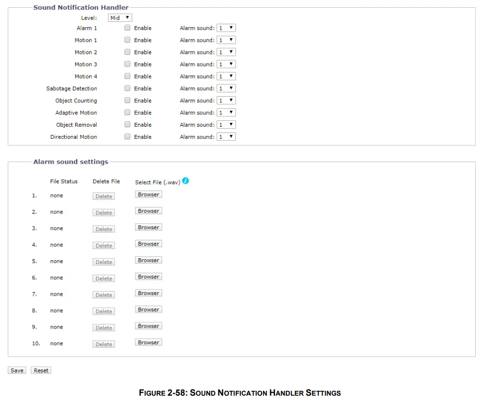 PELCO SARIX PRO 3 Series Indoor Camera - SOUND NOTIFICATION