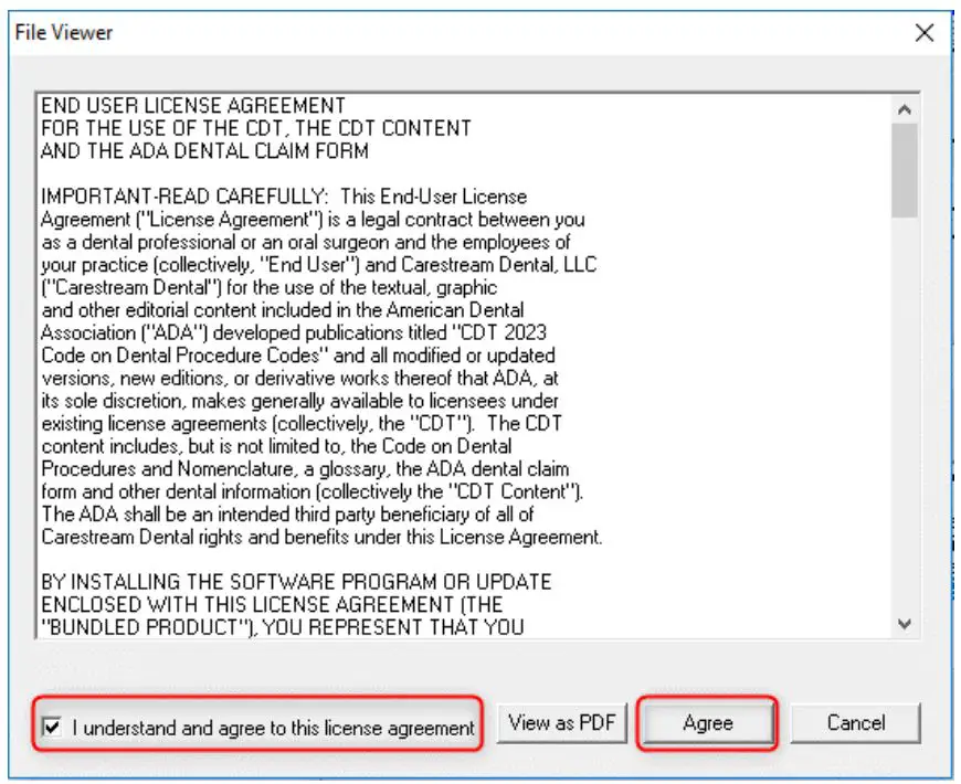 Carestream PracticeWorks Software User Manual - The End User License Agreement is displayed